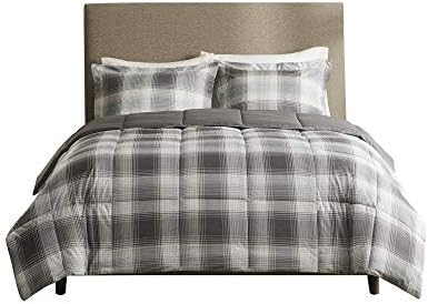 Woolrich Plaid Grey Comforter Set Twin 2 Piece