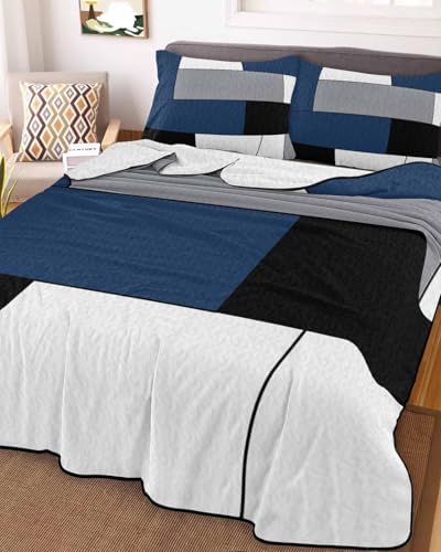 Twin XL Quilt Bedding Set - Navy Blue Grey