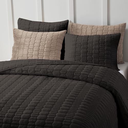 Wonderful Faux Fur Quilt Set Queen 3 Piece