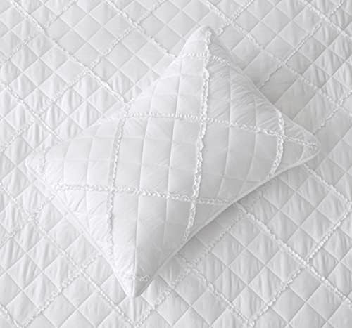 Chezmoi Annabelle 2-Piece White Quilt Set - Twin Size