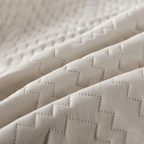RSHARE Beige Cream Tan Quilt Set with Pillow Sham Twin Size