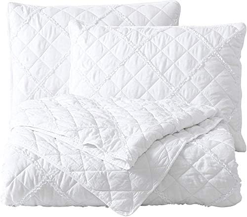 Chezmoi Annabelle 2-Piece White Quilt Set - Twin Size