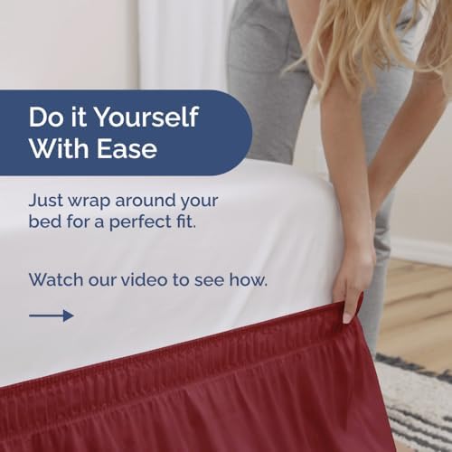 CGK Unlimited Wrap Around Dust Ruffle Bed Skirt Set - Burgundy 1