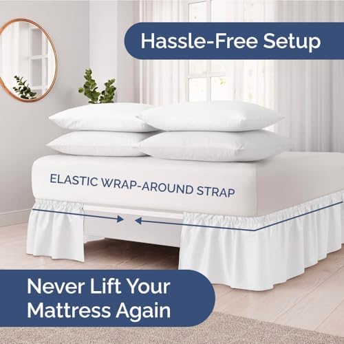 CGK Unlimited Wrap Around Dust Ruffle Bed Skirt 2 Pillowcases Bundle - White 1