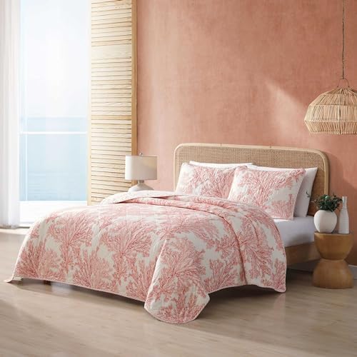 Tommy Bahama Twin Quilt Set Coral Reef Reversible Cotton