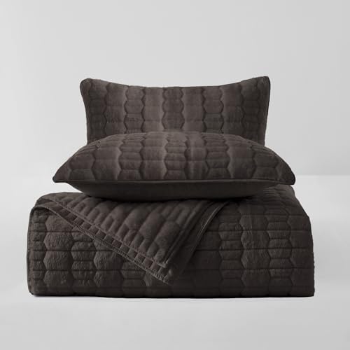 Wonderful Faux Fur Quilt Set Queen 3 Piece