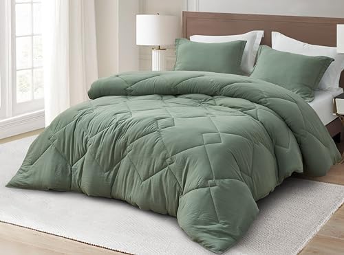 Chezmoi Logan Sage Green Comforter Set Twin XL