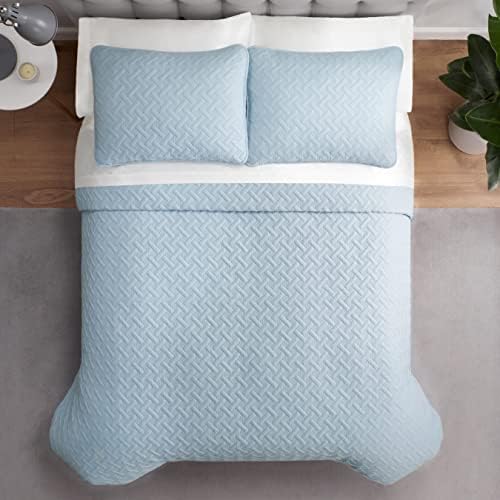 Serta ComfortSure Soft 3-Piece Quilt Bedding Set Light Blue
