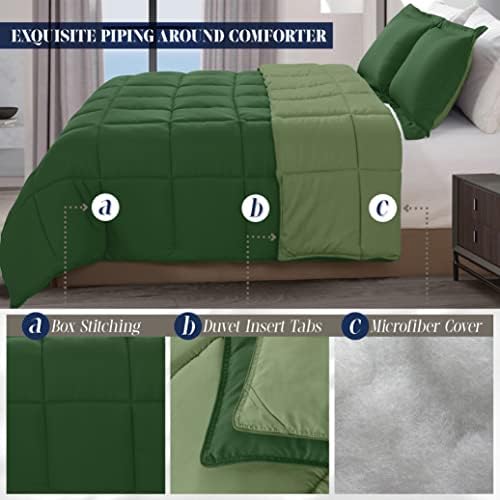 Elegant Comfort 3-Piece Reversible Comforter Set Twin XL Hunter GreenSage