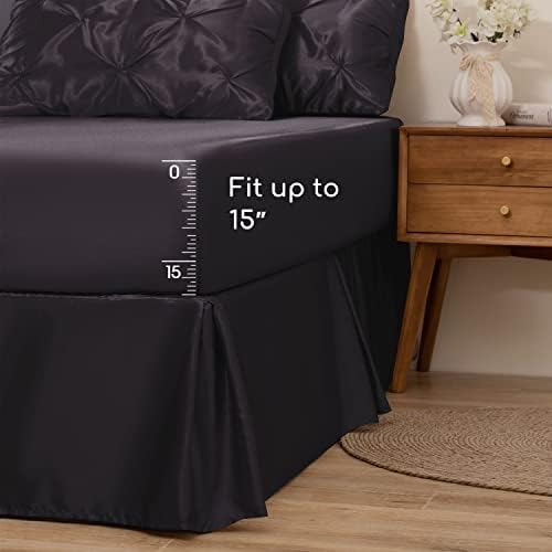 MRHM Satin Comforter Set Twin XL 5 Piece Black