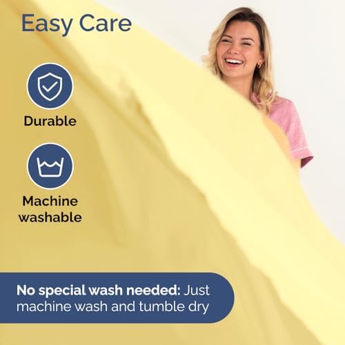 CGK Unlimited Wrap Around Dust Ruffle Bed Skirt with 2 Pillowcases Bundle - Yellow