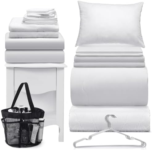 Hahafelt 26 Pcs College Dorm Bedding Set Twin XL White Essentials