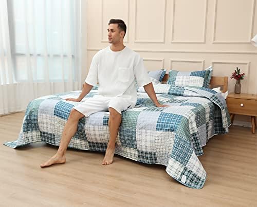 Ycosy Plaid Quilt Set Twin Size Reversible Bedspread
