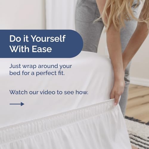 CGK Unlimited Wrap Around Dust Ruffle Bed Skirt 2 Pillowcases Bundle - White 1