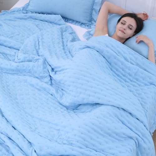 Cmfshape Bedding Set 3 Pieces Ultrasonic Quilt with Ruffled Edges