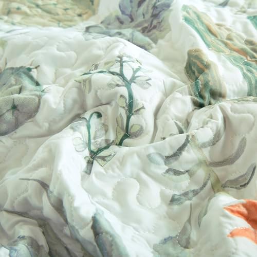 Chezmoi Gregory 2-Piece Quilt Set - Green Blue Cactus Print