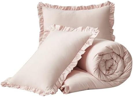 Chezmoi Collection Nora 3-Piece Comforter Set Queen Blush