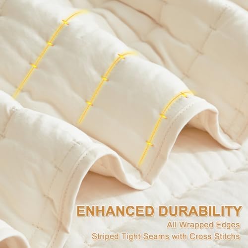 HiSnug Cream Queen Quilt Bedding Set 3 Pieces