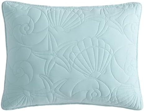CARIBBEAN JOE Twin Outlined Shell Quilt Set in Aqua