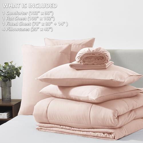 CozyLux Pink King Size Comforter Set 7 Pieces