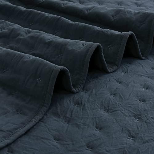 ROARINGWILD Navy Blue Queen Quilt Set with Pillow Shams - 3 Piece 90x90 Inches