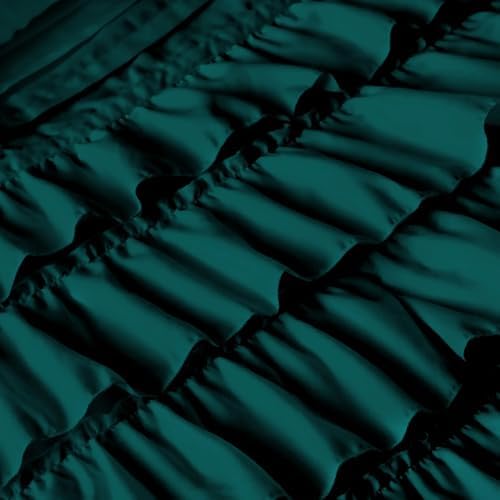 100 Linen Ruffle Duvet Cover Set Dark Green
