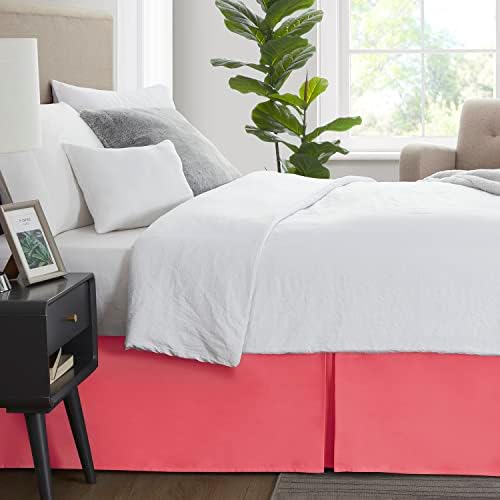 Nestl Coral Pink Cal King Bed Skirt 14 Inch Drop