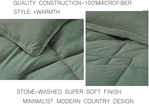 Chezmoi Logan Sage Green Comforter Set Twin XL