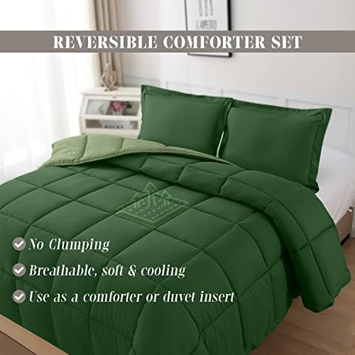 Elegant Comfort 3-Piece Reversible Comforter Set Twin XL Hunter GreenSage