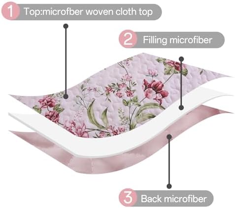 Xruibed Floral Quilt Set Queen Size 3PCs