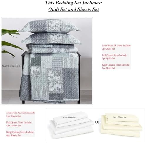 Royal Tradition 5PC Bedspread Set Twin XL Wrinkle-Free Microfiber 1