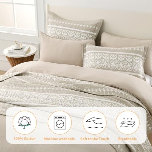 BCOTTOND Boho King Quilt Set 3 Piece All Season