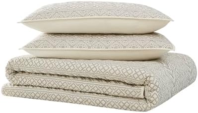 Brooklyn Loom Chase Quilt Set Twin XL Cream Black 2-Piece 1