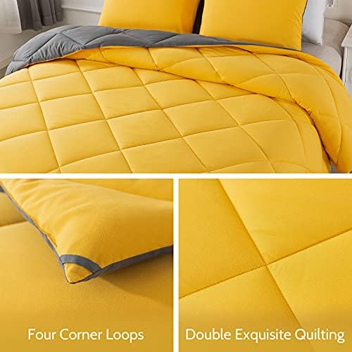 Decroom Twin Comforter Set - Yellow and Grey Down Alternative
