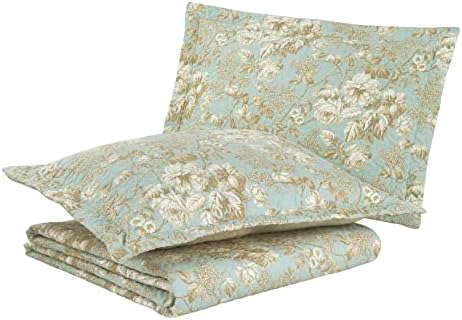 Laura Ashley Twin Quilt Set Cotton Reversible Bedding with Matching Sham