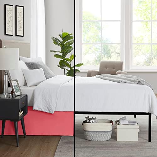 Nestl Coral Pink Cal King Bed Skirt 14 Inch Drop