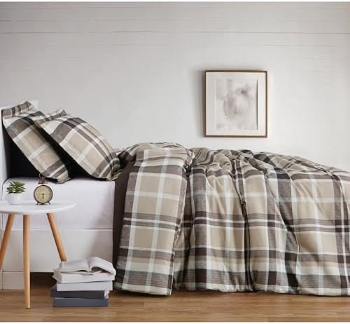 TRULY SOFT Paulette Plaid Taupe Twin XL Comforter Set