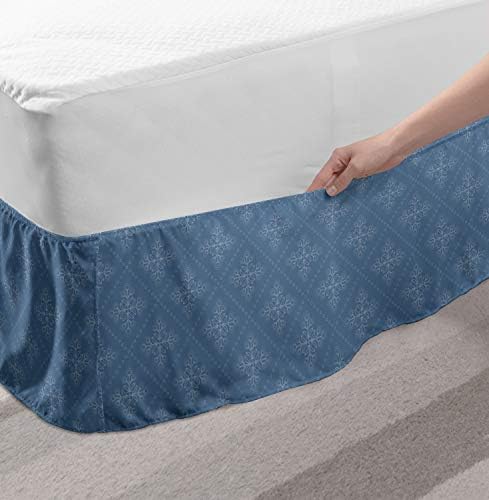Lunarable Mid Century Bed Skirt with Elastic Wrap