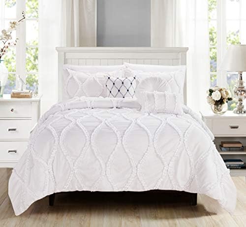 Elegant Comfort 10-Piece Infinity Ruffle Comforter Set KingCal King White