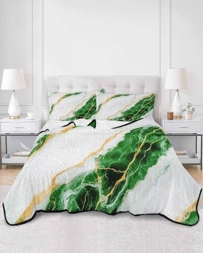 Stongaro Marble Green Twin XL Comforter Set 3 Pieces