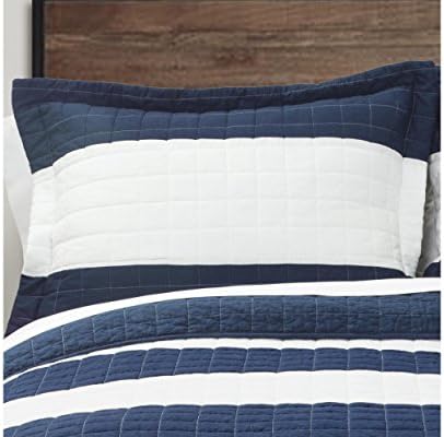 Lush Decor New Berlin Quilt Set Twin Navy White
