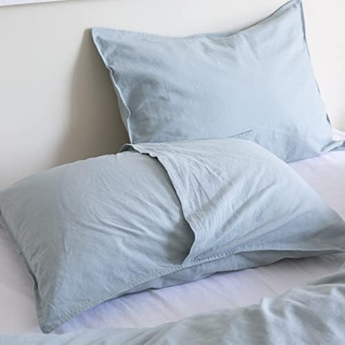 BISELINA French Linen Duvet Cover Set - King Size Dusty Blue