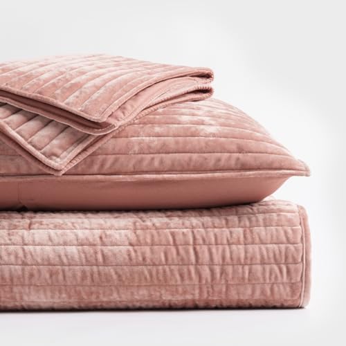 EVERGRACE Velvet Quilt Set King Size with 2 Shams