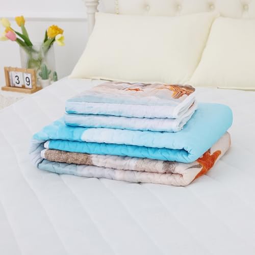 Blue Coastal Quilt Set Twin 2 Pieces Microfiber