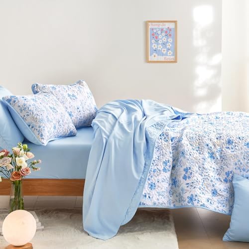 Wake In Cloud - Floral Quilt Set 3-Piece Twin Size