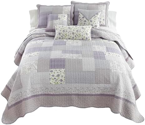 Donna Sharp Full Queen Quilt Set - Lavender Rose Patchwork