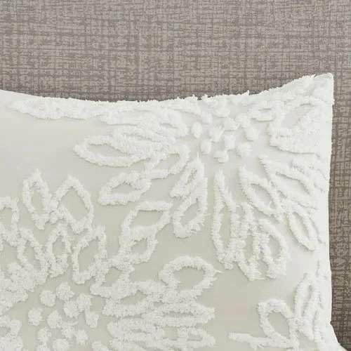 5 Piece Boho Tufted Duvet Cover Set - Ivory Leaf 1