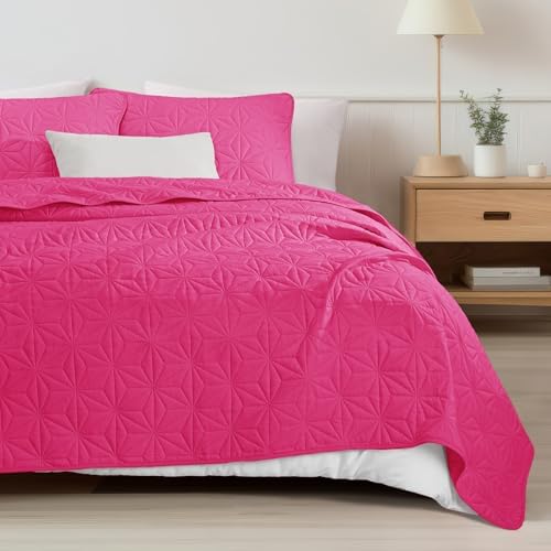 Whale Flotilla Twin XL Quilt Set Hot Pink