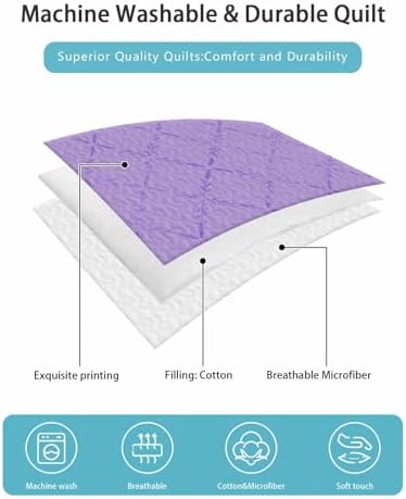 PRINT PICTURE ARTHOME Twin XL Purple Quilt Set 1