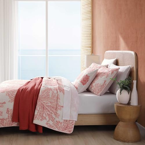 Tommy Bahama Twin Quilt Set Coral Reef Reversible Cotton